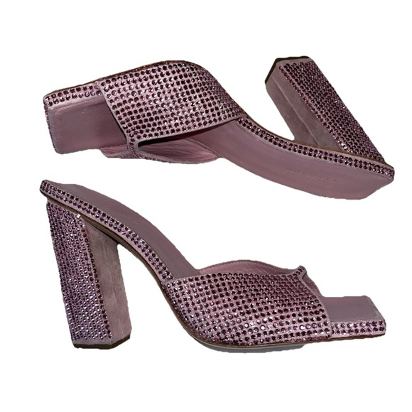 GIA BORGHINI x RHW Rosie sandals pink 39 US 9 mule suede rhinestone leather New - Picture 7 of 15